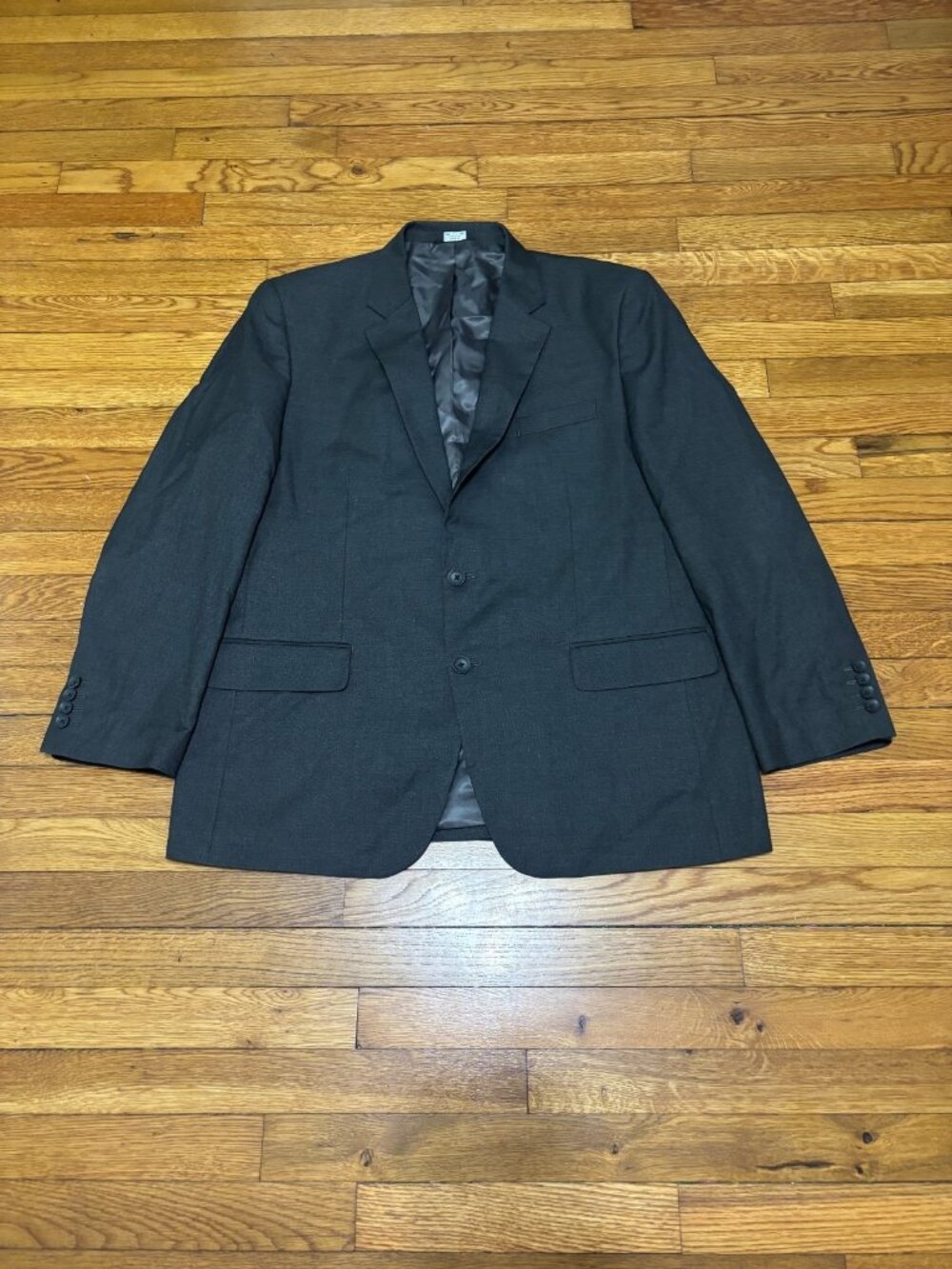 Haggar Mens Blazer Jacket Mens Size 44R Gray Solid 2 Button Sport Coat